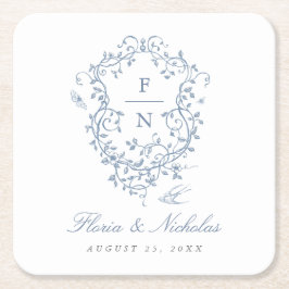 ブルートイル結婚ズ紙コースターチノイスリーシック スクエアペーパーコースター