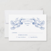 ブルートイル結婚鳥 出欠カード (正面)