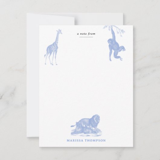 ブルートイル ジャングルアニマル サファリ シノワズリー ノートカード (正面)