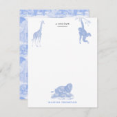 ブルートイル ジャングルアニマル サファリ シノワズリー ノートカード (正面/裏面)