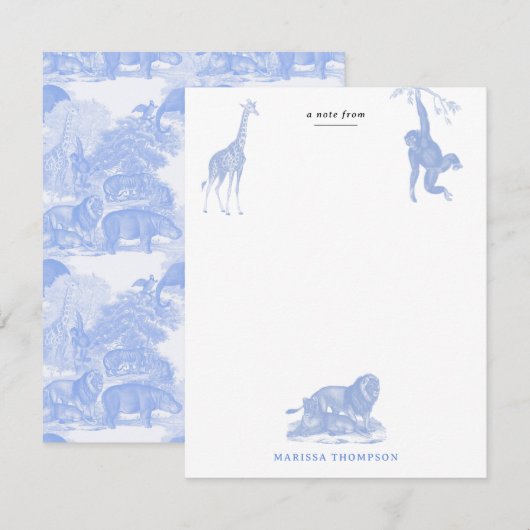 ブルートイル ジャングル アニマル サファリ シノワズリー ノートカード (正面/裏面)