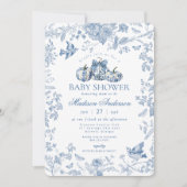ブルートイレカボチャフランスの秋フローラベビーシャワー 招待状 (正面)