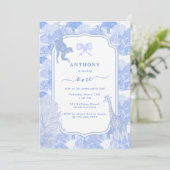 ブルートイレサファリアニマルズチノイスリーボーイ誕生日 招待状 (スタンド正面)