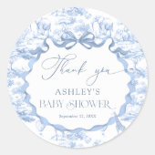 ブルートイレサファリ動物の赤ちゃんシャワーありがとう ラウンドシール (正面)