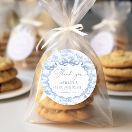 ブルートイレサファリ動物の赤ちゃんシャワーありがとう ラウンドシール