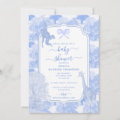 ブルートイレサファリ動物チノイスリーベビーシャワー 招待状 (正面)