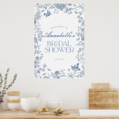 ブルートイレジュイフローラブライダルシャワーウェルカムサイン ポスター (キッチン)