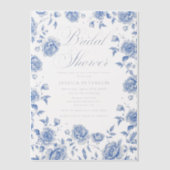 ブルートイレチノワセリーフローラガーデンブライダルシャワー ベラム紙招待状 (正面)