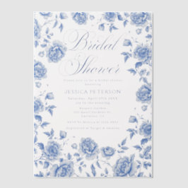 ブルートイレチノワセリーフローラガーデンブライダルシャワー ベラム紙招待状
