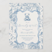 ブルートイレテディベアベビーブシャワー招待状 招待状 (正面/裏面)