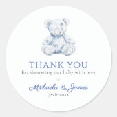 ブルートイレテディベア少年ベイビーシャワーの好意 ラウンドシール (正面)