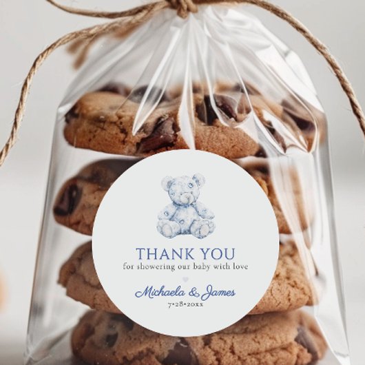 ブルートイレテディベア少年ベイビーシャワーの好意 ラウンドシール