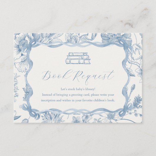 ブルートイレテディベア赤ちゃんシャワーブックカード エンクロージャーカード (正面)