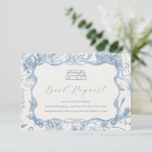 ブルートイレテディベア赤ちゃんシャワーブックカード エンクロージャーカード (スタンド正面)