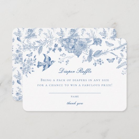 ブルートイレデジュイおむつラッフル招待状インサート エンクロージャーカード (正面/裏面)