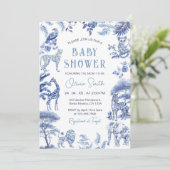 ブルートイレデジュイサファリアニマルズボーイベビーシャワー 招待状 (スタンド正面)