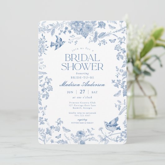 ブルートイレデジュイフランスのフローラブライダルシャワー 招待状 (スタンド正面)