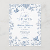 ブルートイレデジュイフランスのフローラベビーシャワー ポストカード (正面)