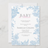 ブルートイレデジュイベビーイン開花ベビーシャワーInvite 招待状 (正面)