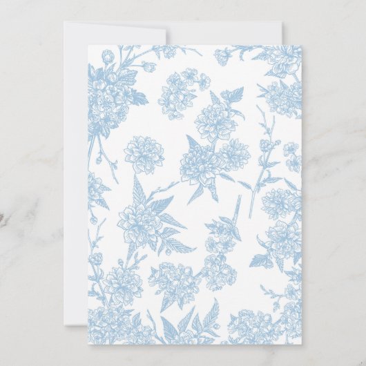 ブルートイレデジュイベビーイン開花ベビーシャワーInvite 招待状 (裏面)