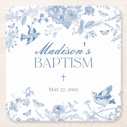 ブルートイレデジュイヴィンテージフローラバプテスマ スクエアペーパーコースター (正面)