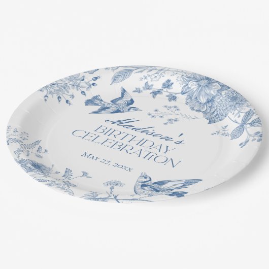 ブルートイレデジュイヴィンテージフローラバースデーパーティー ペーパープレート (アングル)