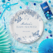 ブルートイレデジュイヴィンテージフローラベビーシャワー ペーパープレート (パーティー)