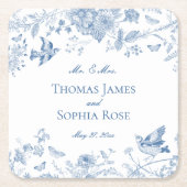 ブルートイレデジュイヴィンテージ結婚フローラ スクエアペーパーコースター (正面)