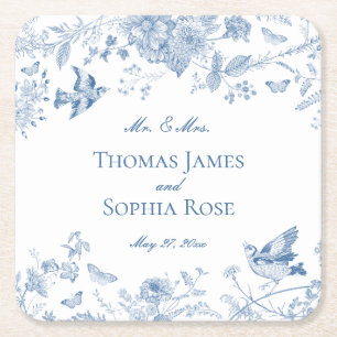 ブルートイレデジュイヴィンテージ結婚フローラ スクエアペーパーコースター