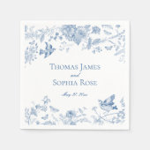 ブルートイレデジュイヴィンテージ結婚フローラ スタンダードカクテルナプキン (正面)