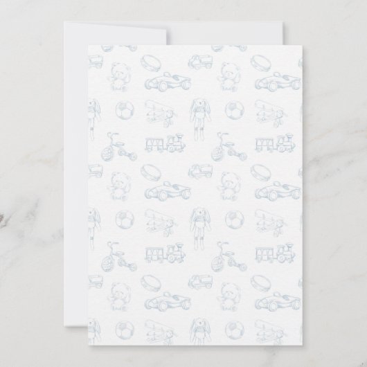 ブルートイレデジュイ赤ちゃんシャワー 招待状 (裏面)