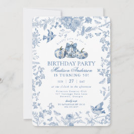 ブルートイレパンプキンフランスの秋誕生日パーティー 招待状