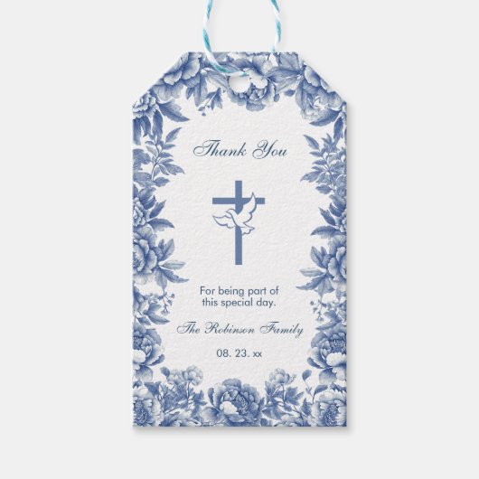 ブルートイレフラワーバプティスギフトラベル ギフトタグ (正面)