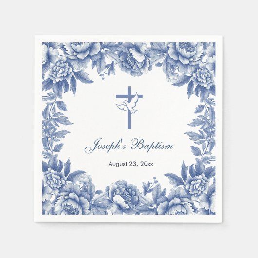 ブルートイレフラワーバプティスペーパーナプキン スタンダードカクテルナプキン (正面)