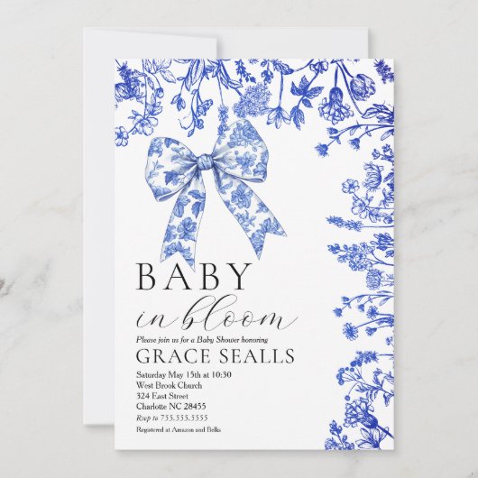 ブルートイレボウベイビーシャワー招待 招待状 (正面)