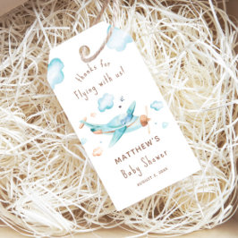 ブルートイ飛行機ボーイベビーシャワーありがとう ギフトタグ