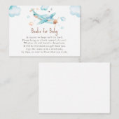 ブルートイ飛行機少年の赤ちゃんシャワーブックリクエスト エンクロージャーカード (正面/裏面)