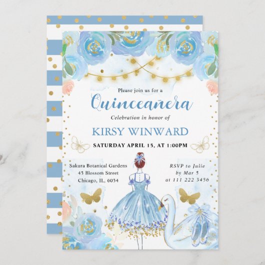 ブルートゥチュレッドヘアバレリーナキンセアニェラ 招待状 (正面/裏面)