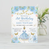 ブルートゥットブロンドヘアバレリーナ誕生日 招待状 (スタンド正面)