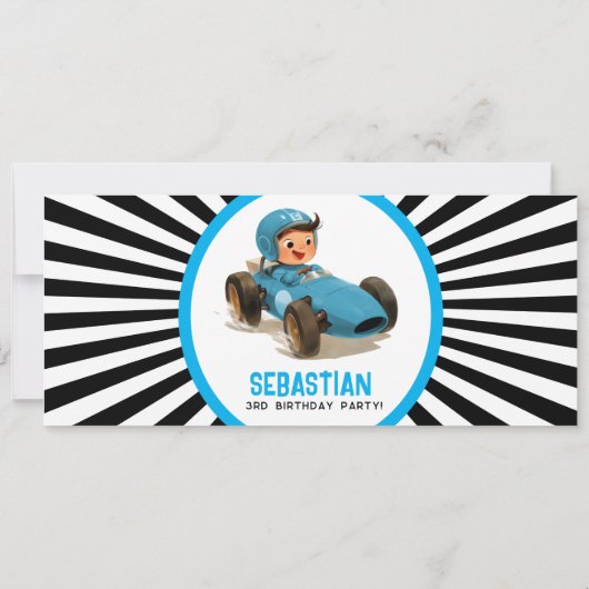 ブルートゥーファーストレーシングカーチケット誕生日 招待状 (裏面)