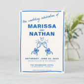 ブルートウ描ズシャンパン結婚式招待状 招待状 (スタンド正面)