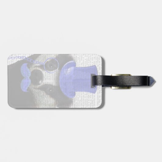 ブルートップハットと口ひげ付きアナグマ ラゲッジタグ (裏面横)