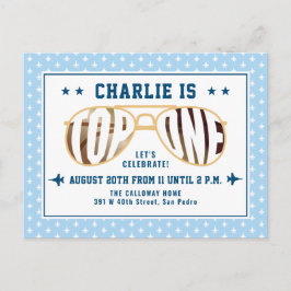 ブルートップワンファイターパイロットをテーマにした第1誕生日 ポストカード