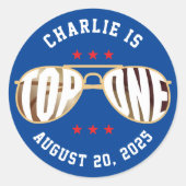 ブルートップ1ファイターパイロットテーマファースト誕生日 ラウンドシール (正面)