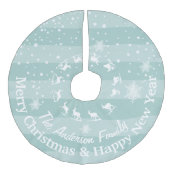 ブルートナカイの森のクリスマスパーソナライズされた フェイクリネンツリースカート (正面)