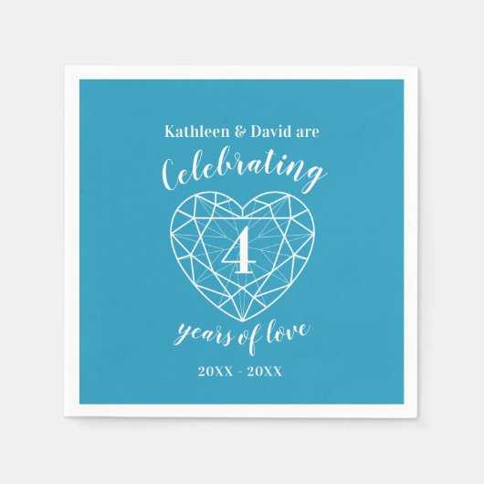 ブルートパーズ記念日4年の愛のナプキン スタンダードカクテルナプキン (正面)