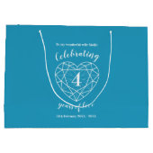 ブルートパーズ記念日4年パーソナライズされた ラージペーパーバッグ (裏面)