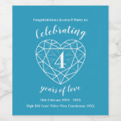 ブルートパーズ記念日4年ラブワインラベル ワインラベル (シングルラベル)