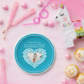 ブルートパーズ4周年記念写真ハート紙プレート ペーパープレート (パーティー)