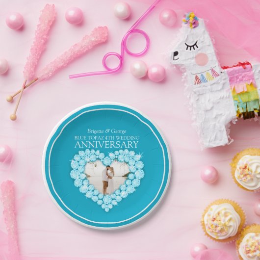 ブルートパーズ4周年記念写真ハート紙プレート ペーパープレート (パーティー)